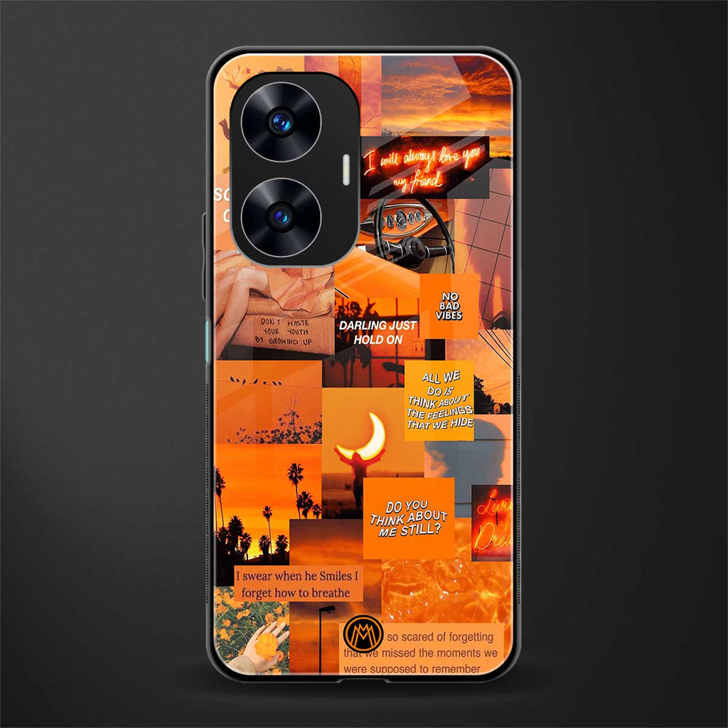 orange aesthetic back phone cover | glass case for realme c55