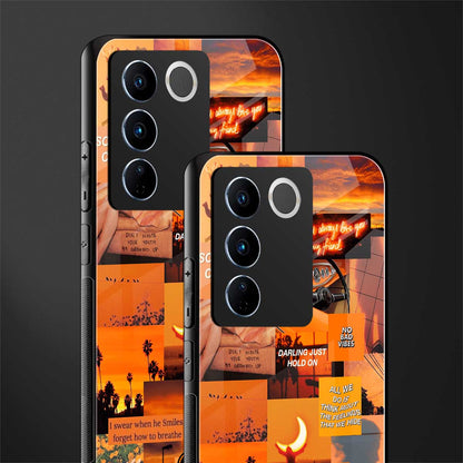orange aesthetic back phone cover | glass case for vivo v27 pro 5g