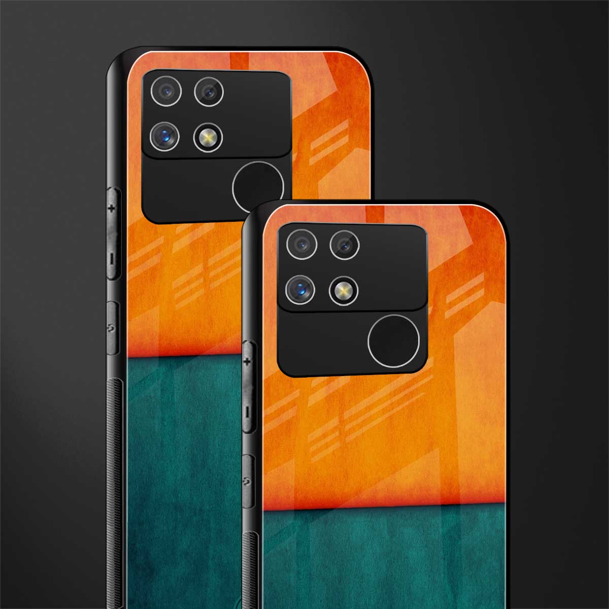 orange green back phone cover | glass case for realme narzo 50a