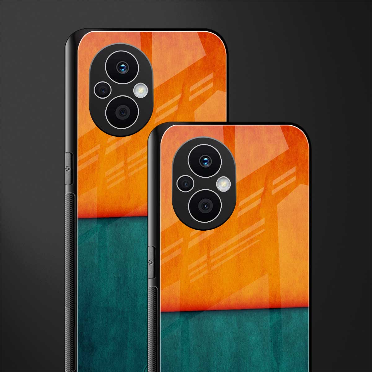 orange green back phone cover | glass case for oppo f21 pro 5g