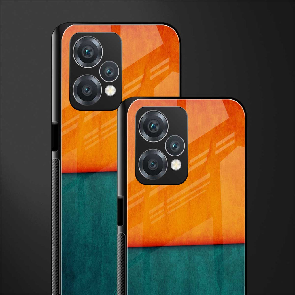 orange green back phone cover | glass case for oneplus nord ce 2 lite 5g