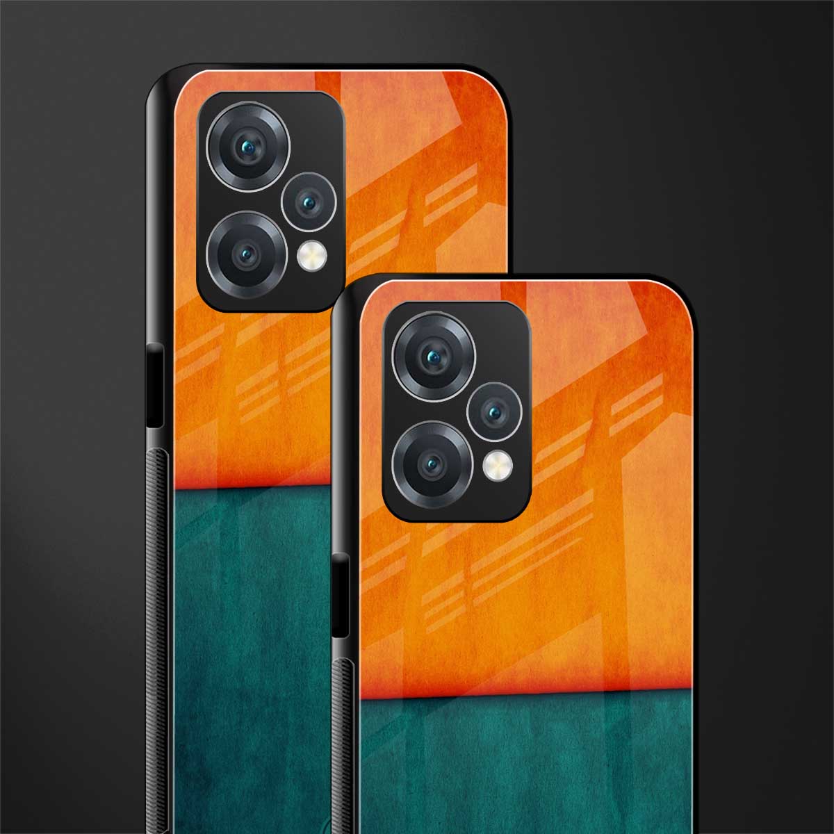 orange green back phone cover | glass case for oneplus nord ce 2 lite 5g