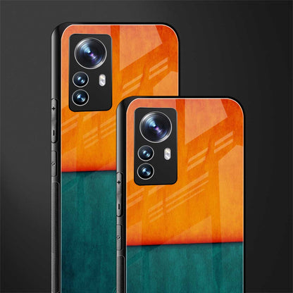 orange green back phone cover | glass case for xiaomi 12 pro