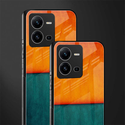 orange green back phone cover | glass case for vivo v25-5g