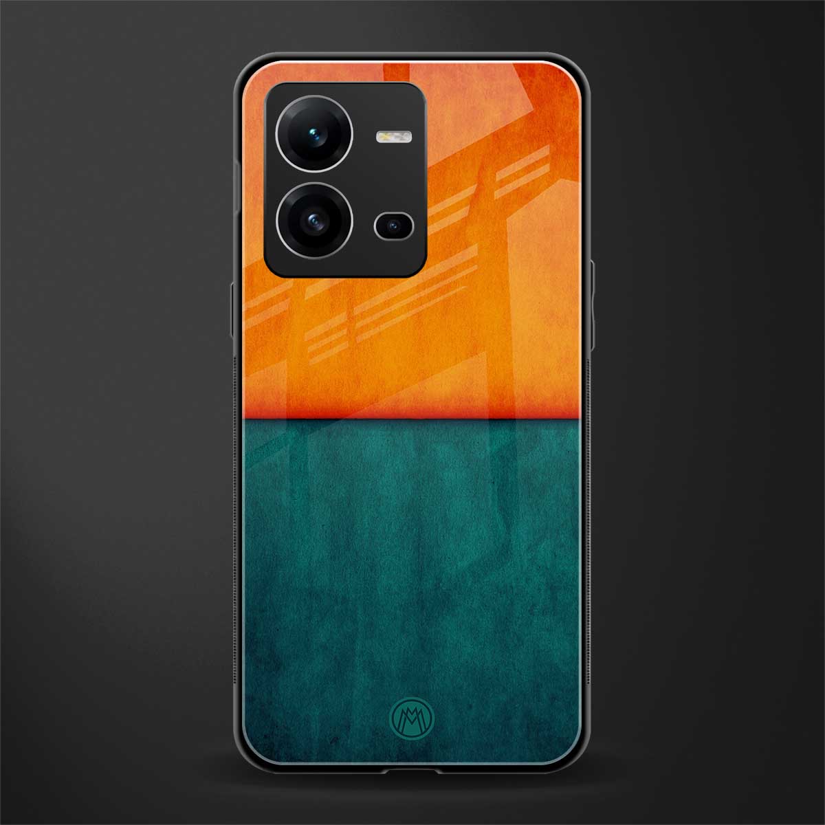 orange green back phone cover | glass case for vivo v25-5g