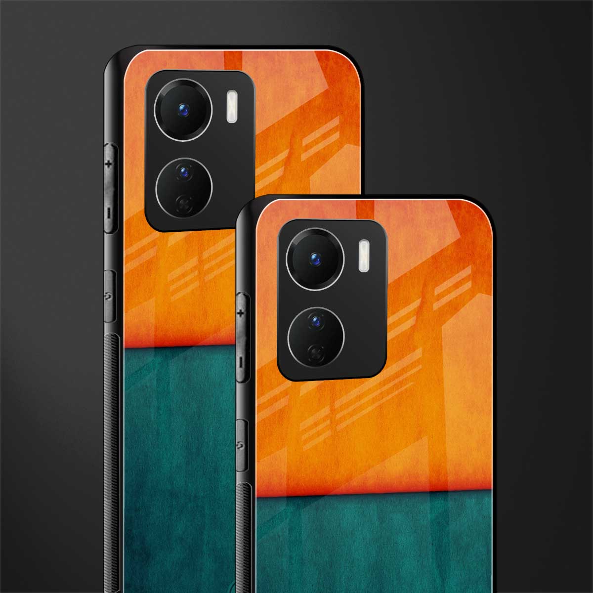 orange green back phone cover | glass case for vivo y16