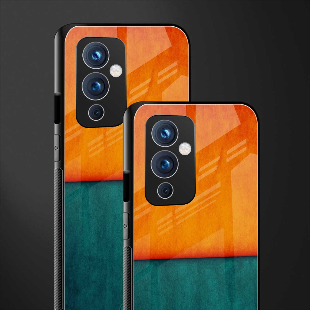 orange green back phone cover | glass case for oneplus 9