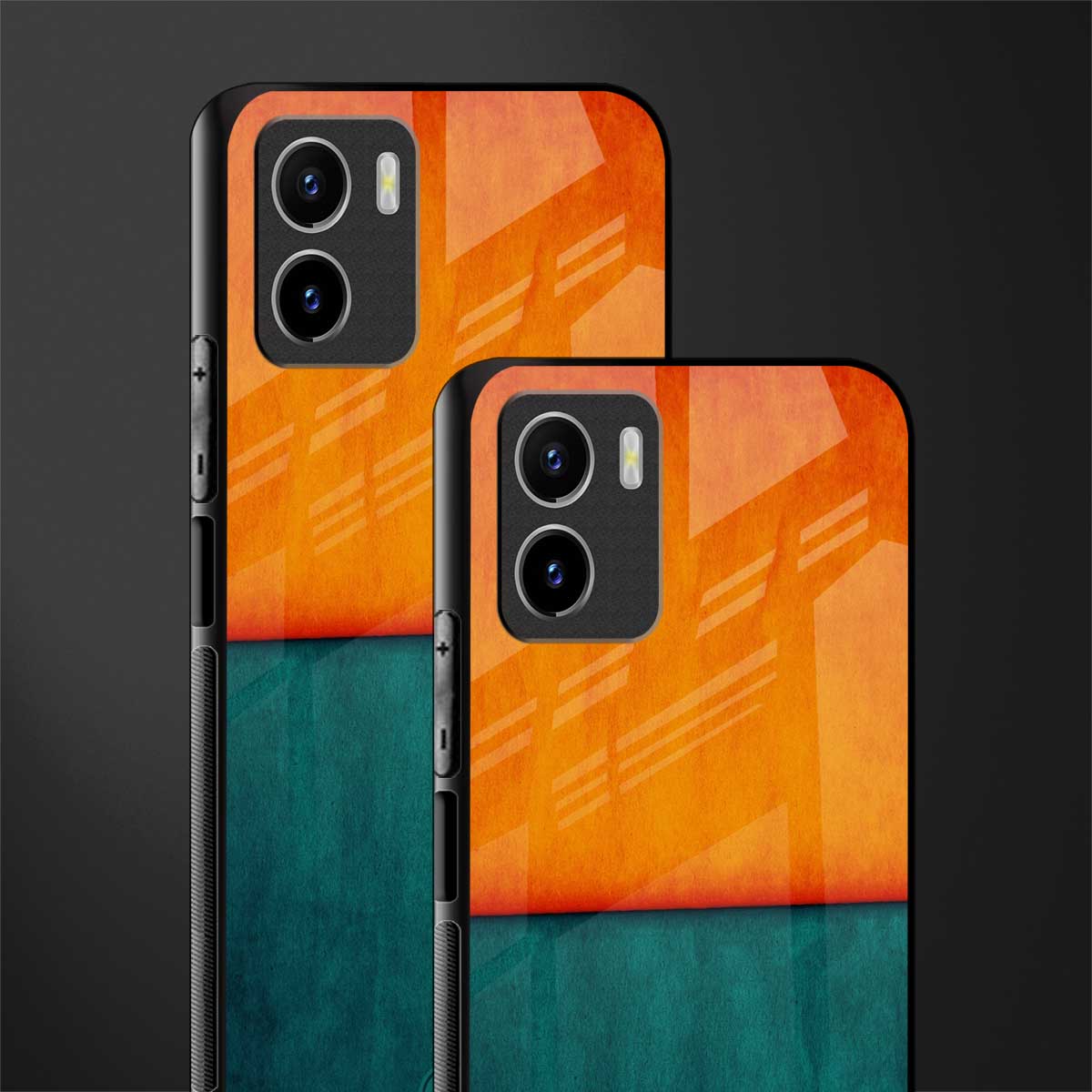 orange green back phone cover | glass case for vivo y72