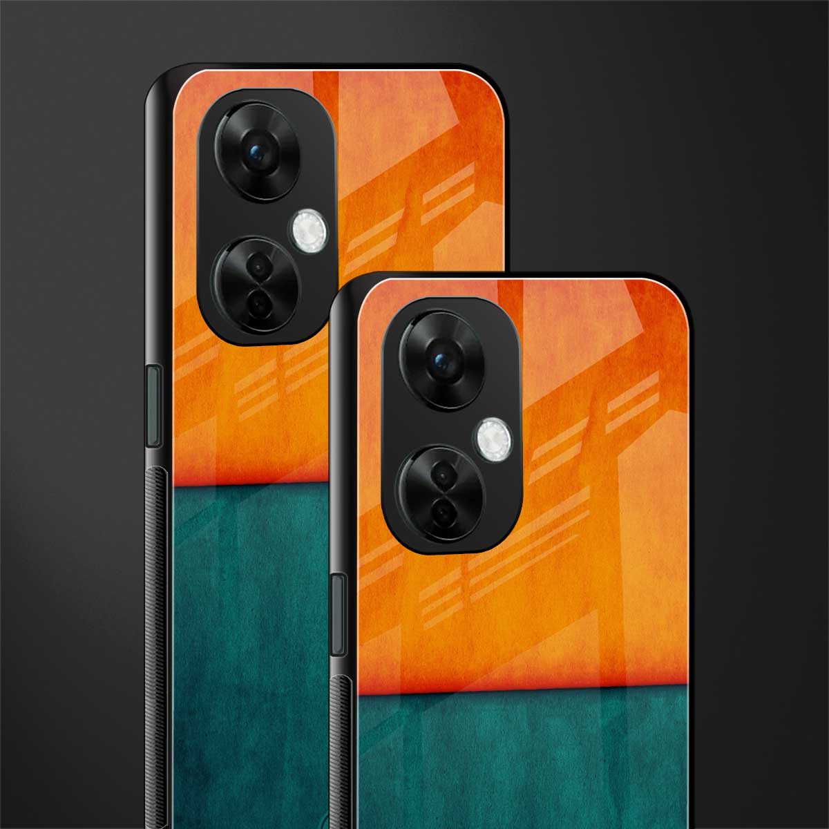 orange green back phone cover | glass case for oneplus nord ce 3 lite