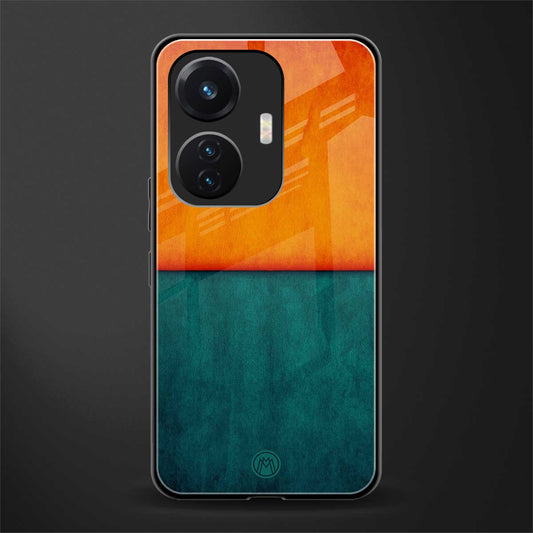orange green back phone cover | glass case for vivo t1 44w 4g