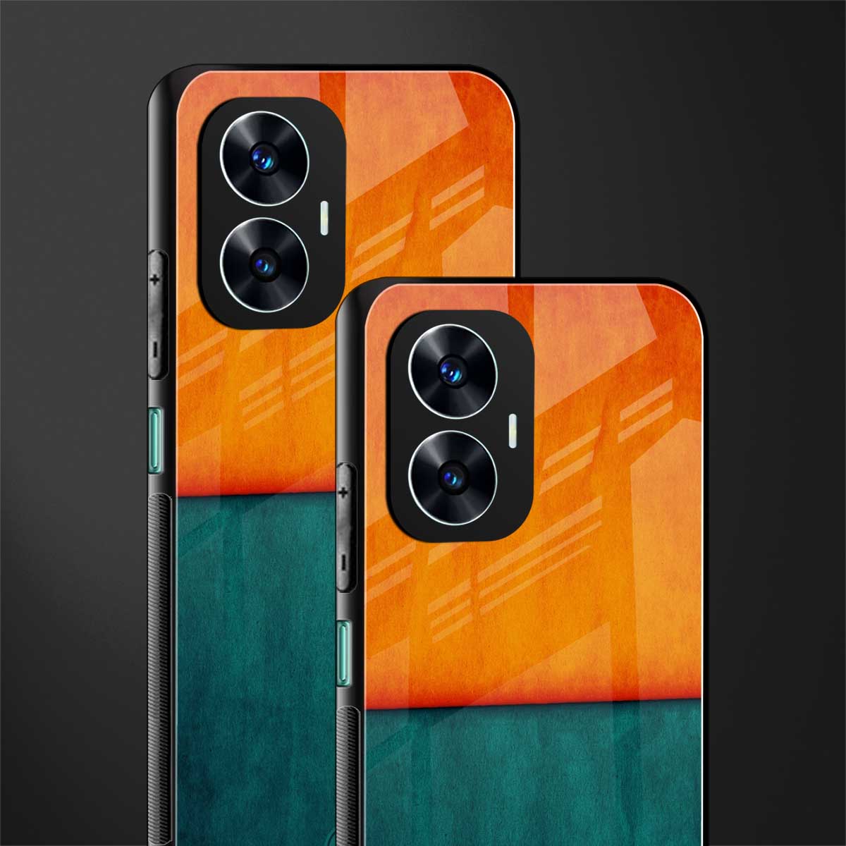 orange green back phone cover | glass case for realme c55