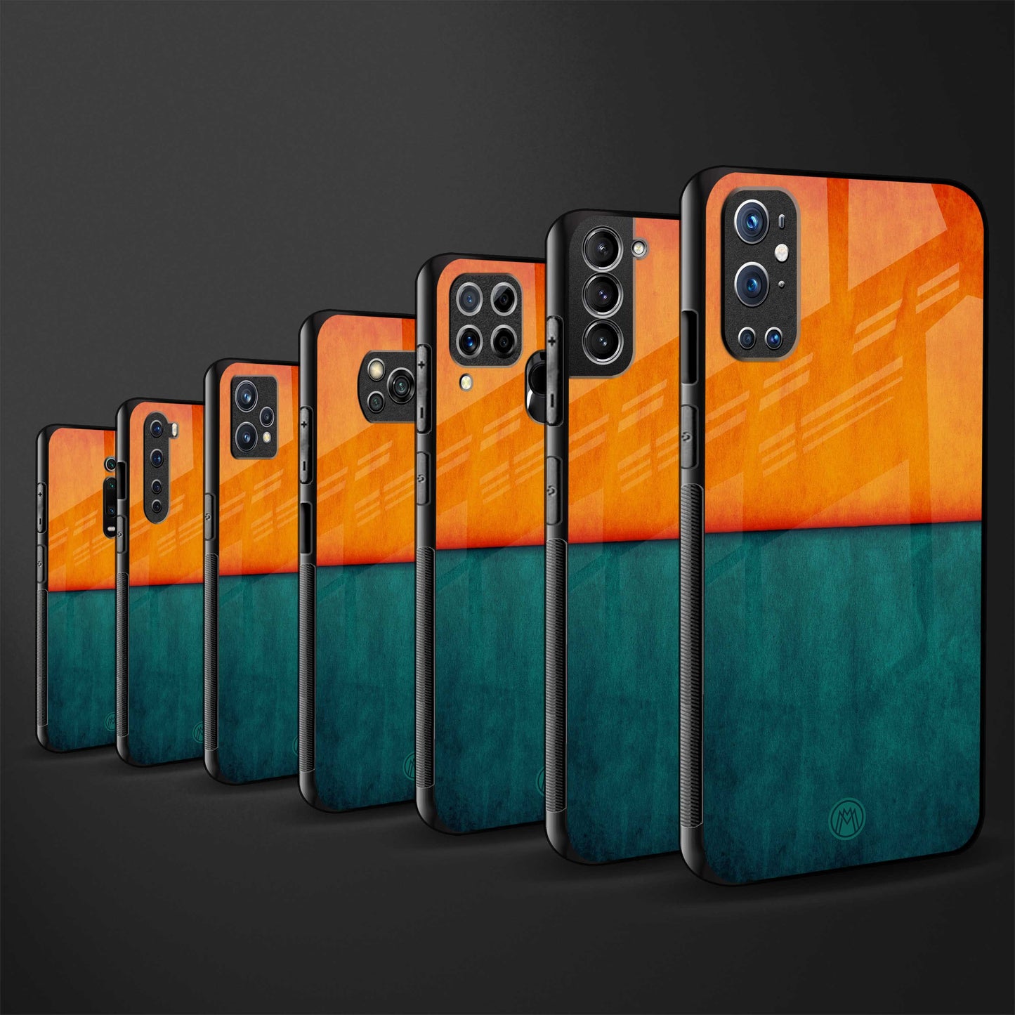 orange green back phone cover | glass case for vivo y35 4g
