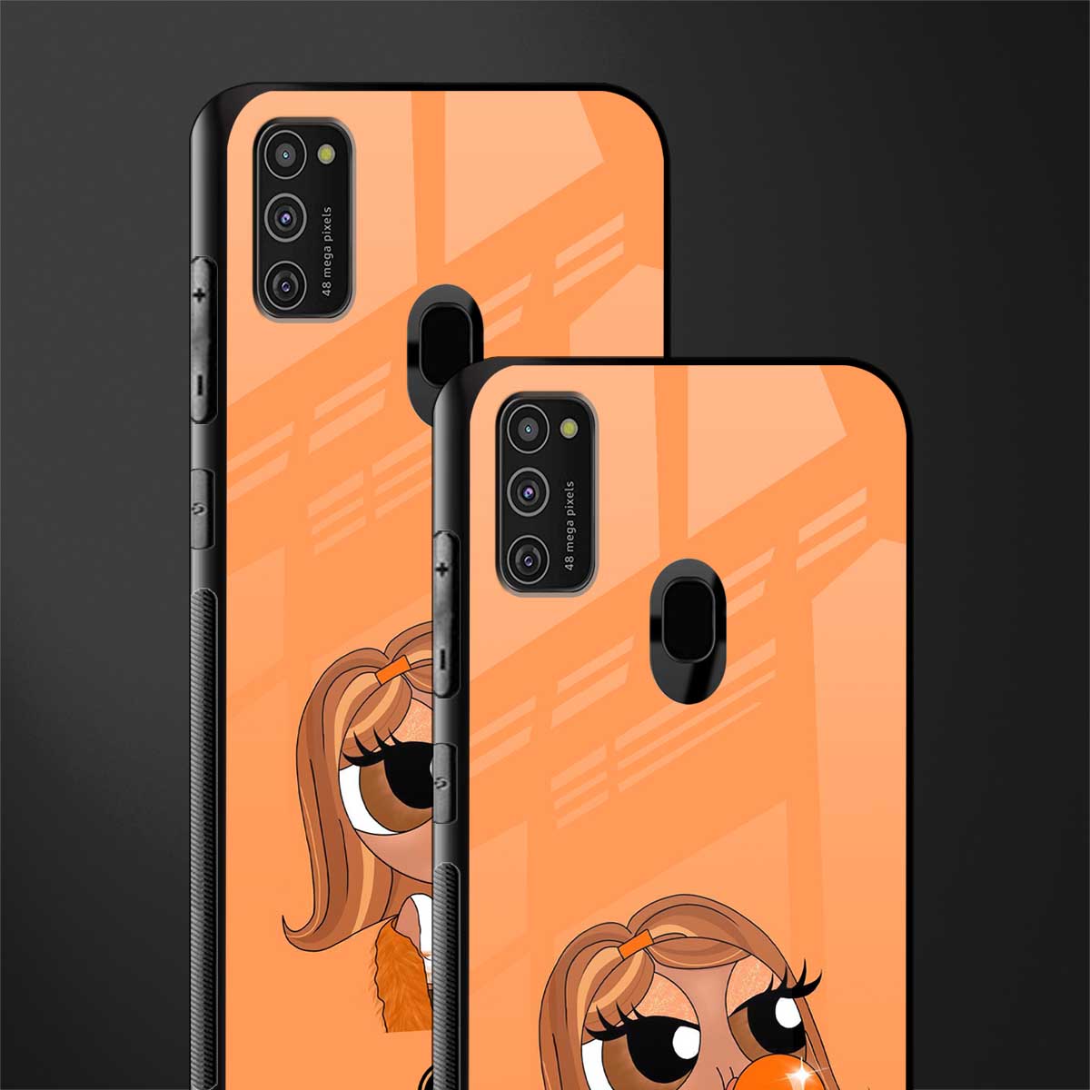 orange tote powerpuff girl glass case for samsung galaxy m21 image-2