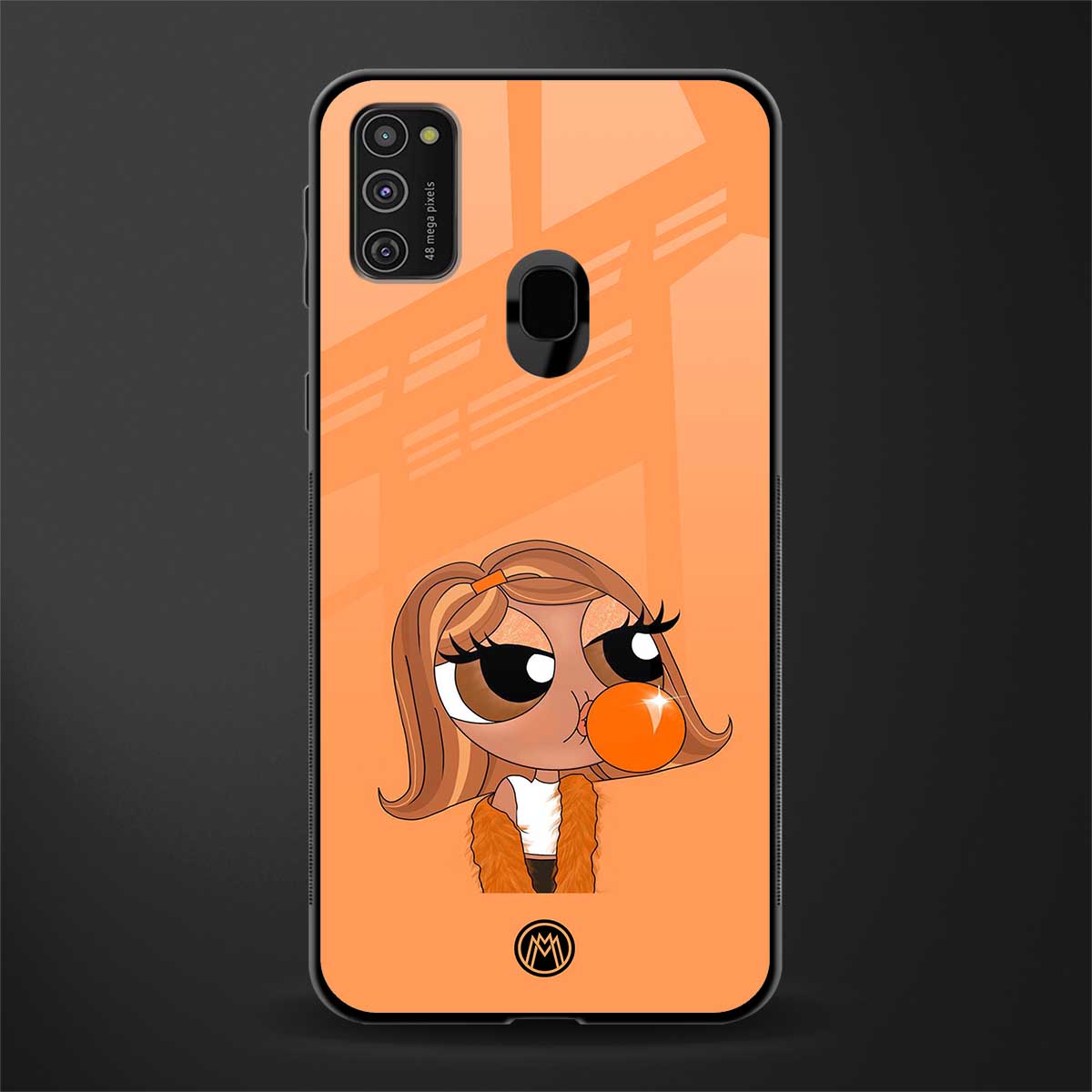 orange tote powerpuff girl glass case for samsung galaxy m21 image