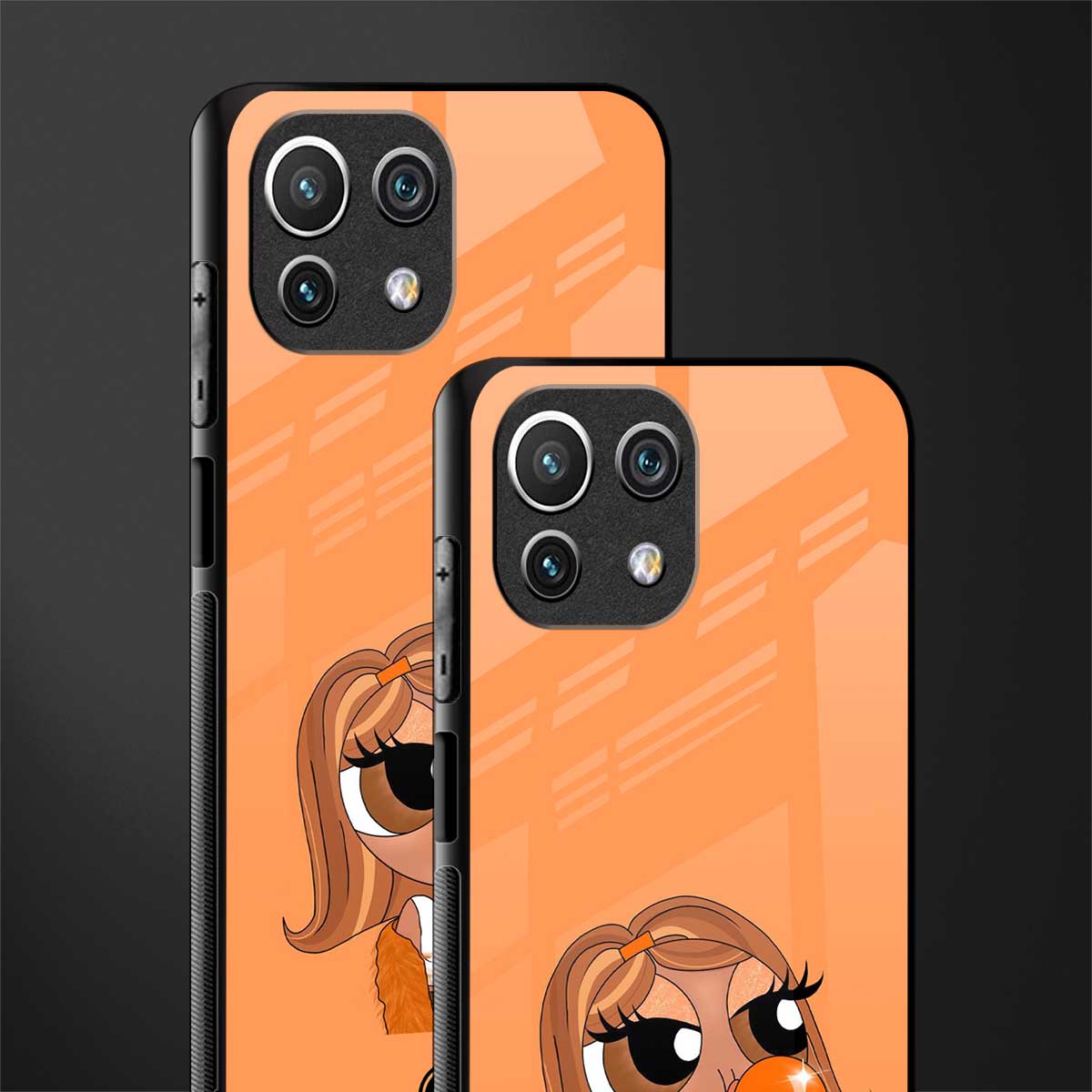 orange tote powerpuff girl glass case for mi 11 lite image-2