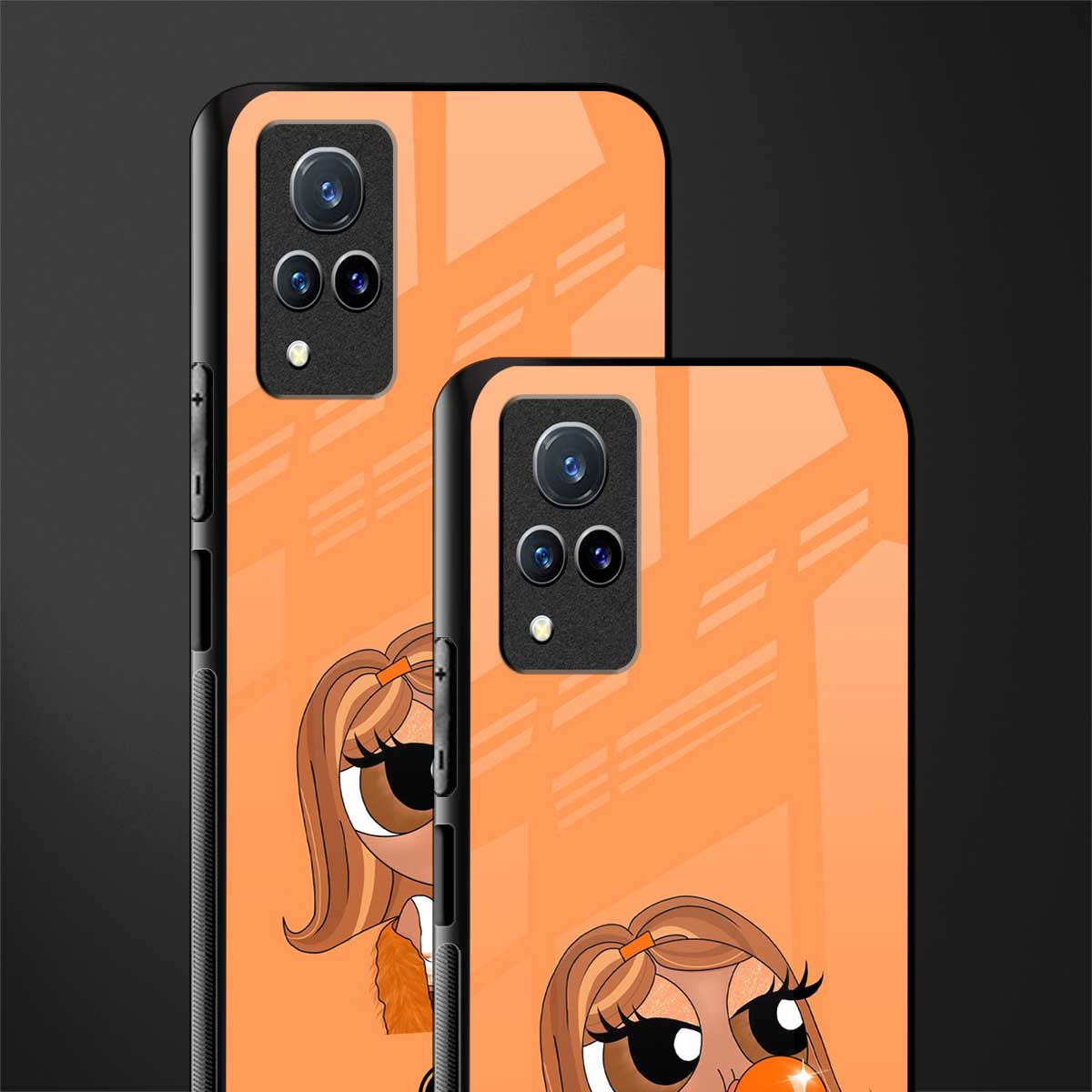 orange tote powerpuff girl glass case for vivo v21 5g image-2