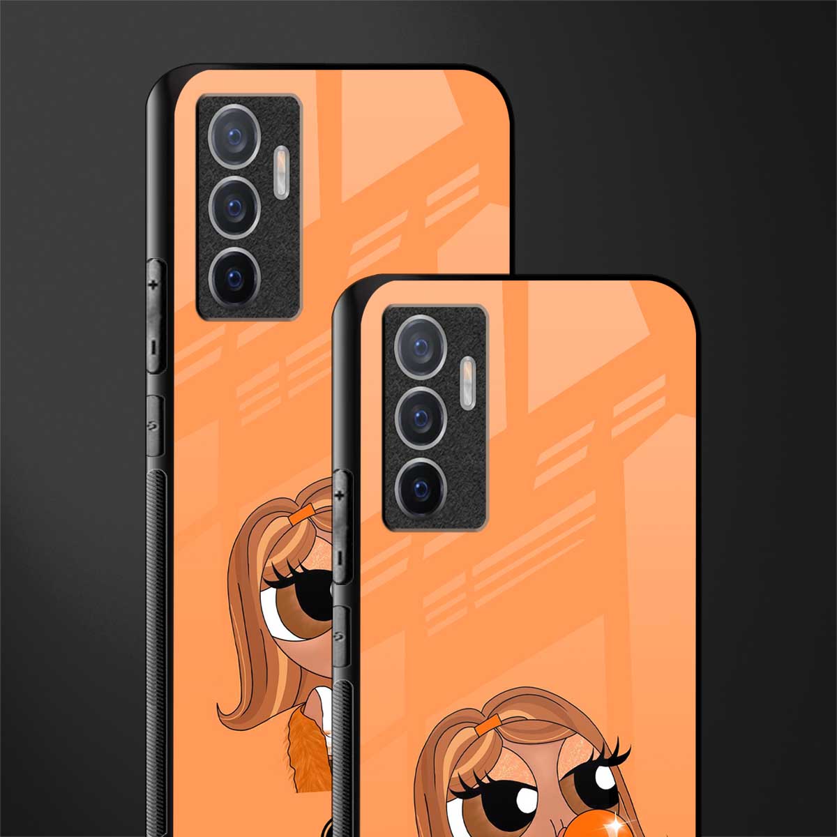 orange tote powerpuff girl glass case for vivo v23e image-2