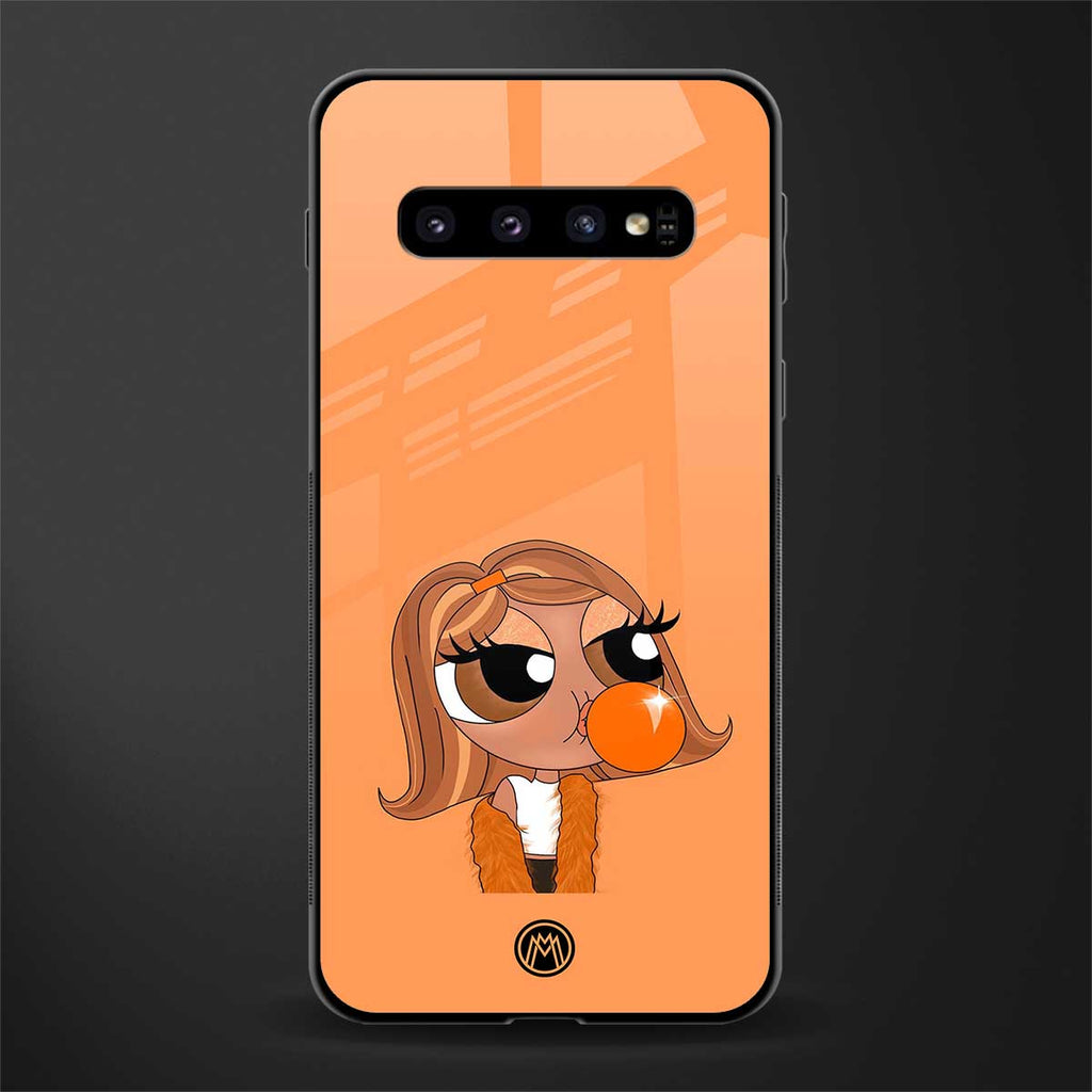 orange tote powerpuff girl glass case for samsung galaxy s10 image