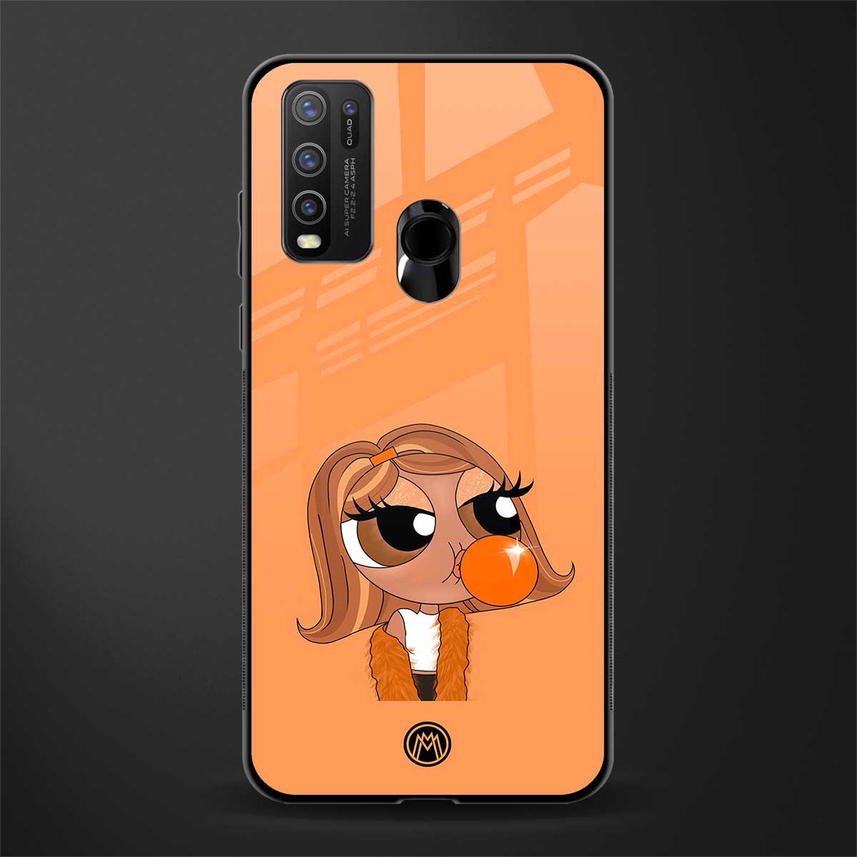 orange tote powerpuff girl glass case for vivo y30 image
