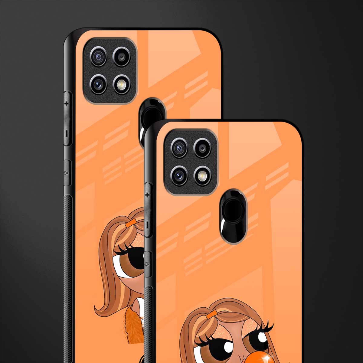 orange tote powerpuff girl glass case for oppo a15s image-2