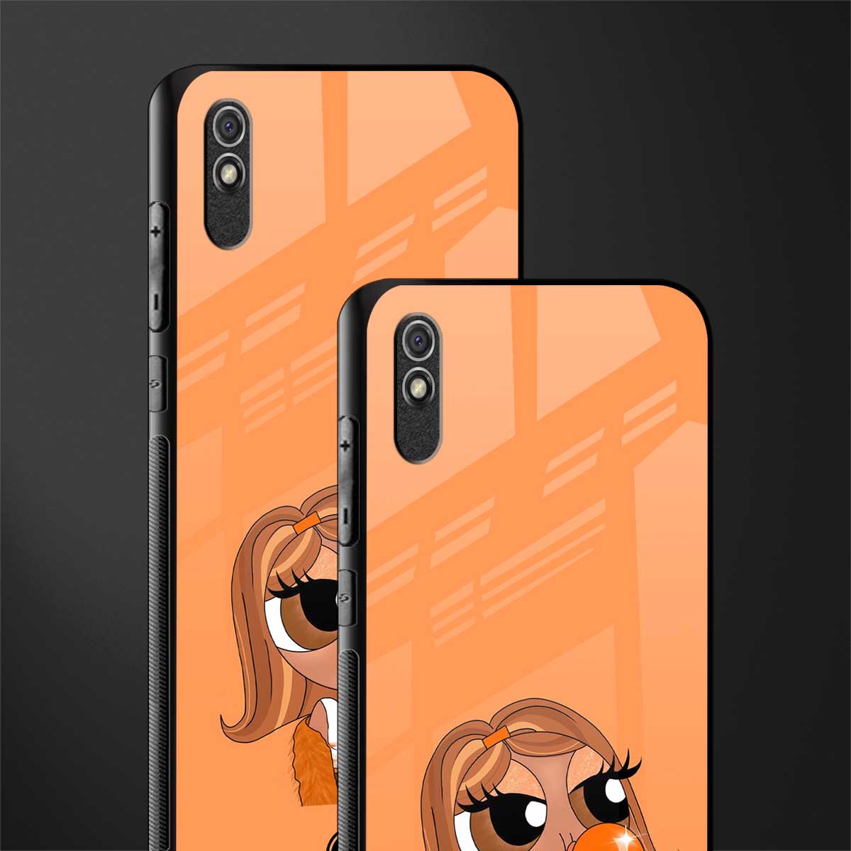 orange tote powerpuff girl glass case for redmi 9i image-2