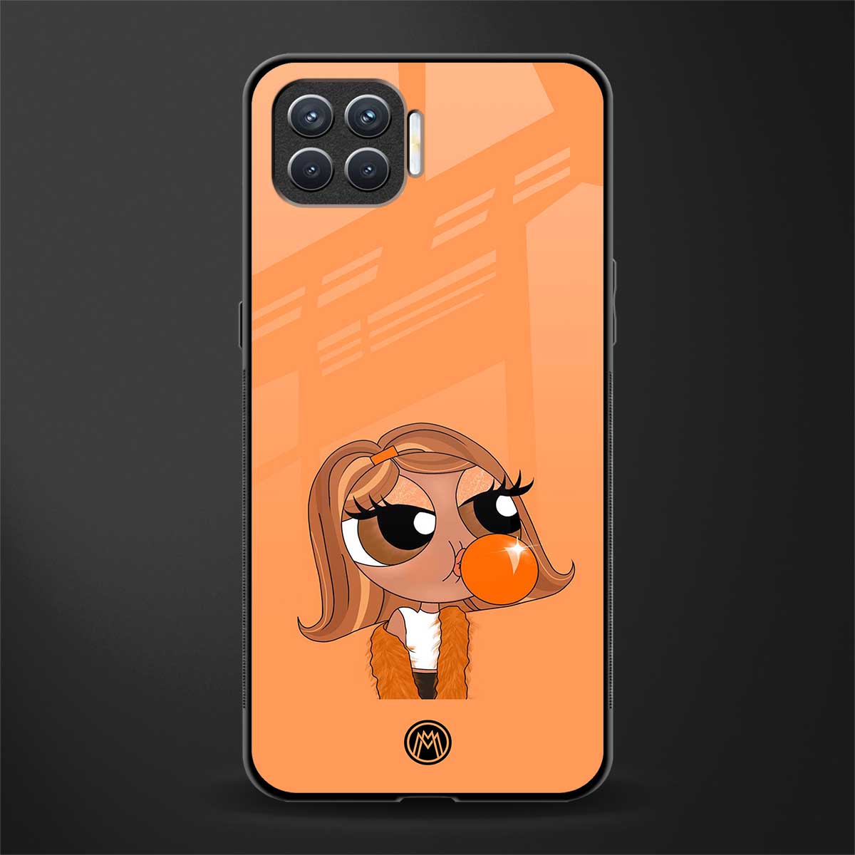 orange tote powerpuff girl glass case for oppo f17 image