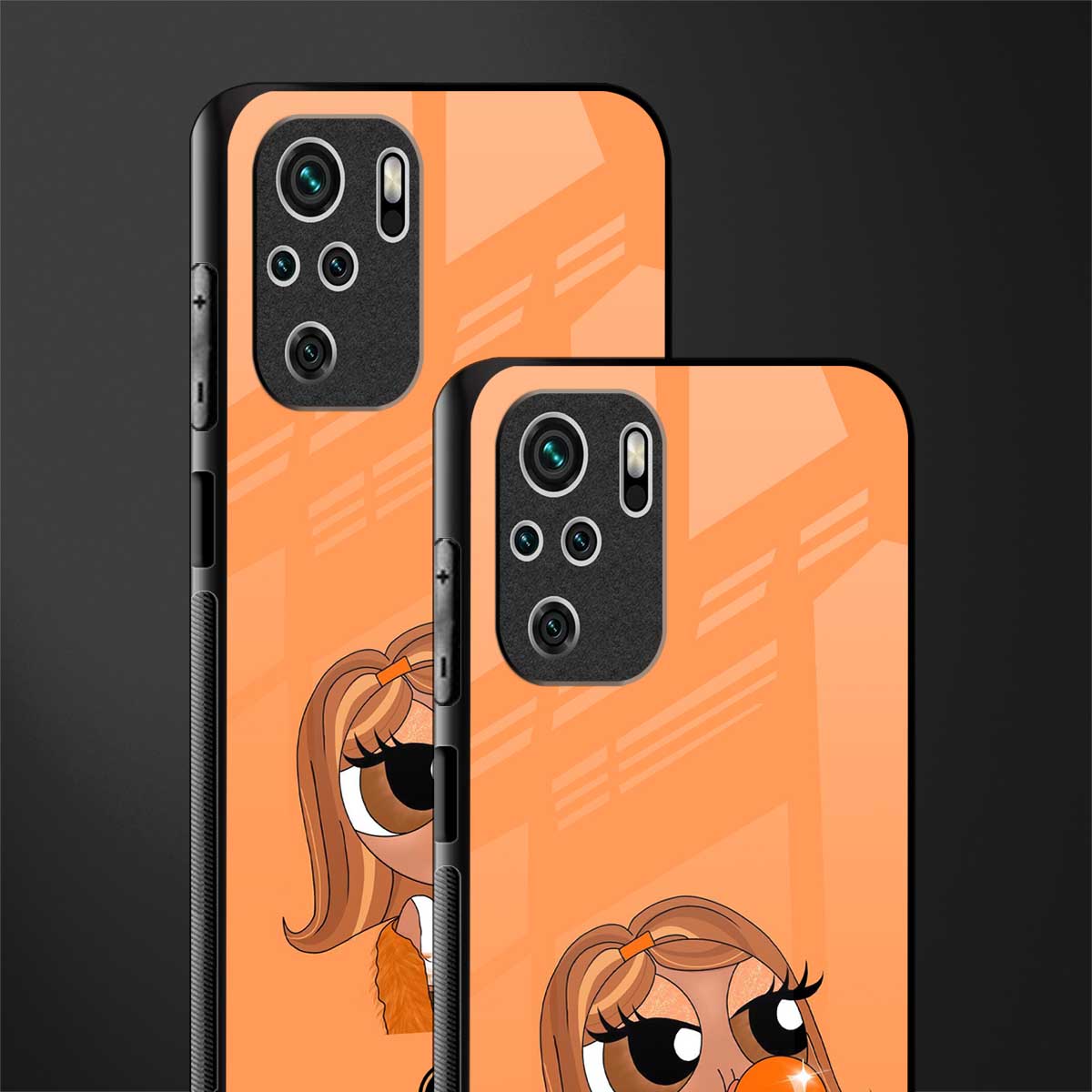 orange tote powerpuff girl glass case for redmi note 10 image-2
