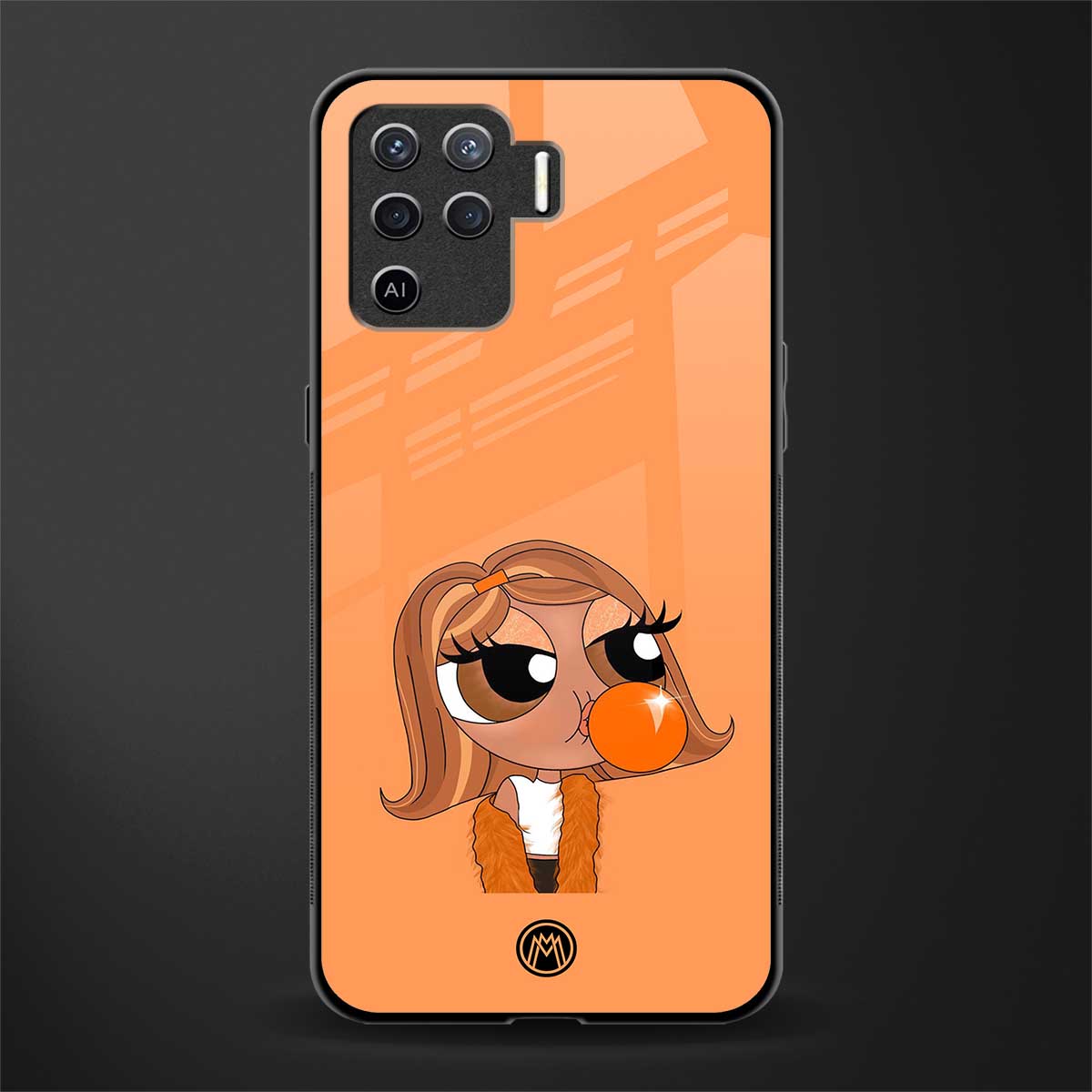 orange tote powerpuff girl glass case for oppo f19 pro image