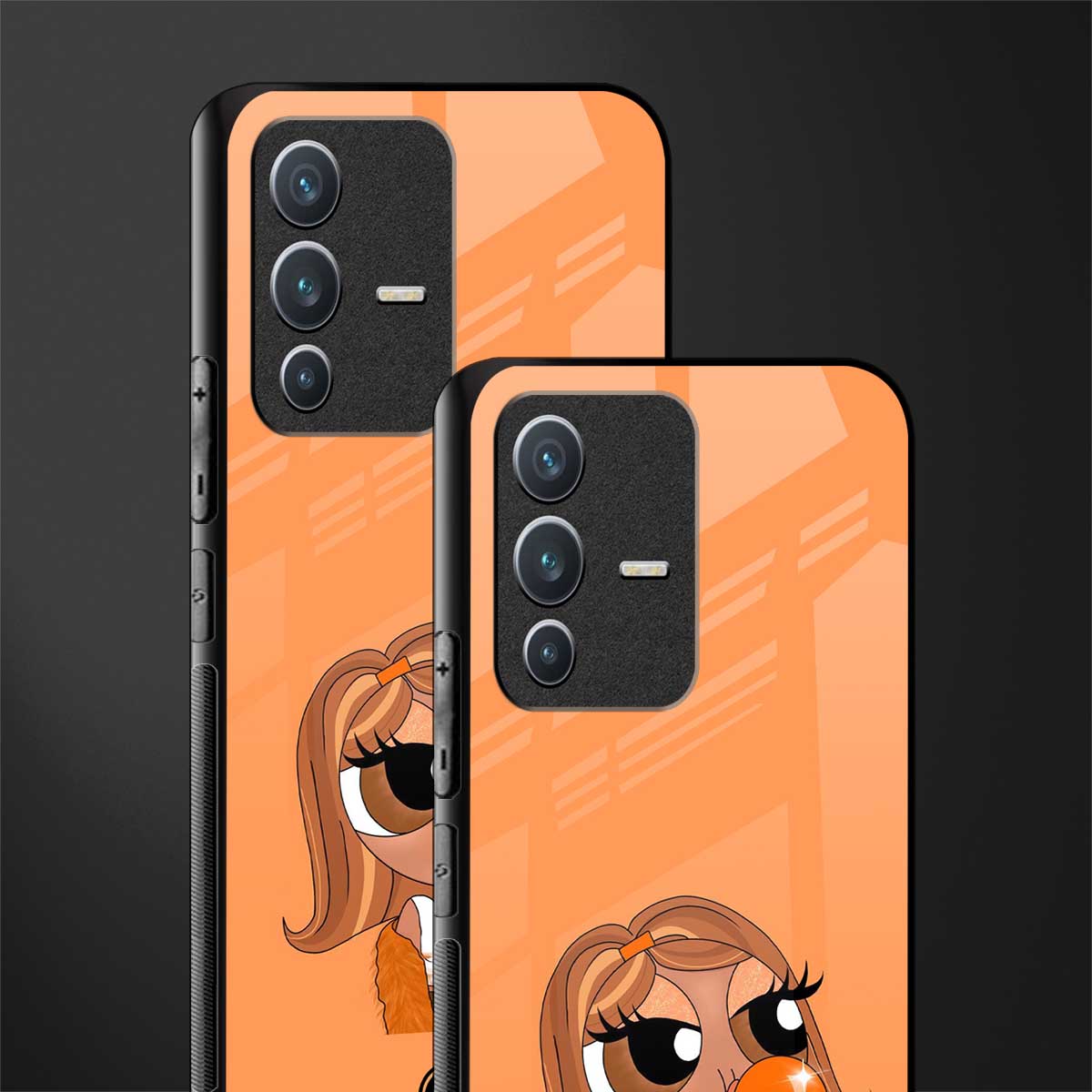 orange tote powerpuff girl glass case for vivo v23 5g image-2