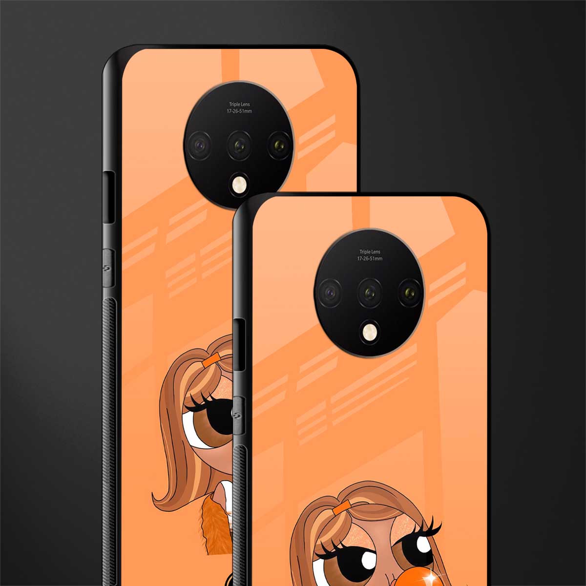 orange tote powerpuff girl glass case for oneplus 7t image-2