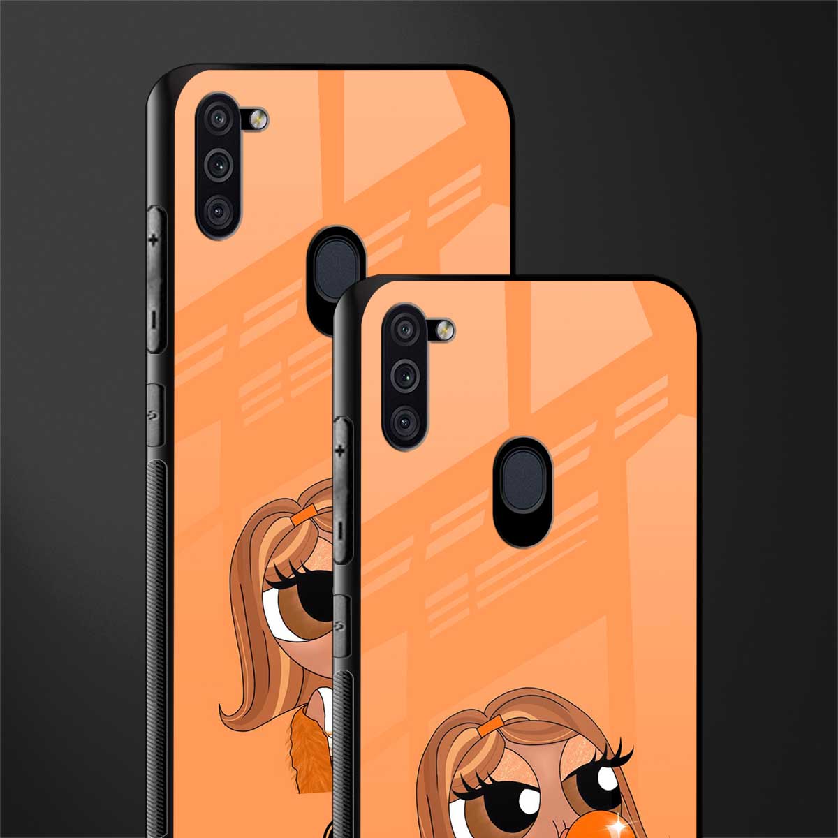 orange tote powerpuff girl glass case for samsung galaxy m11 image-2