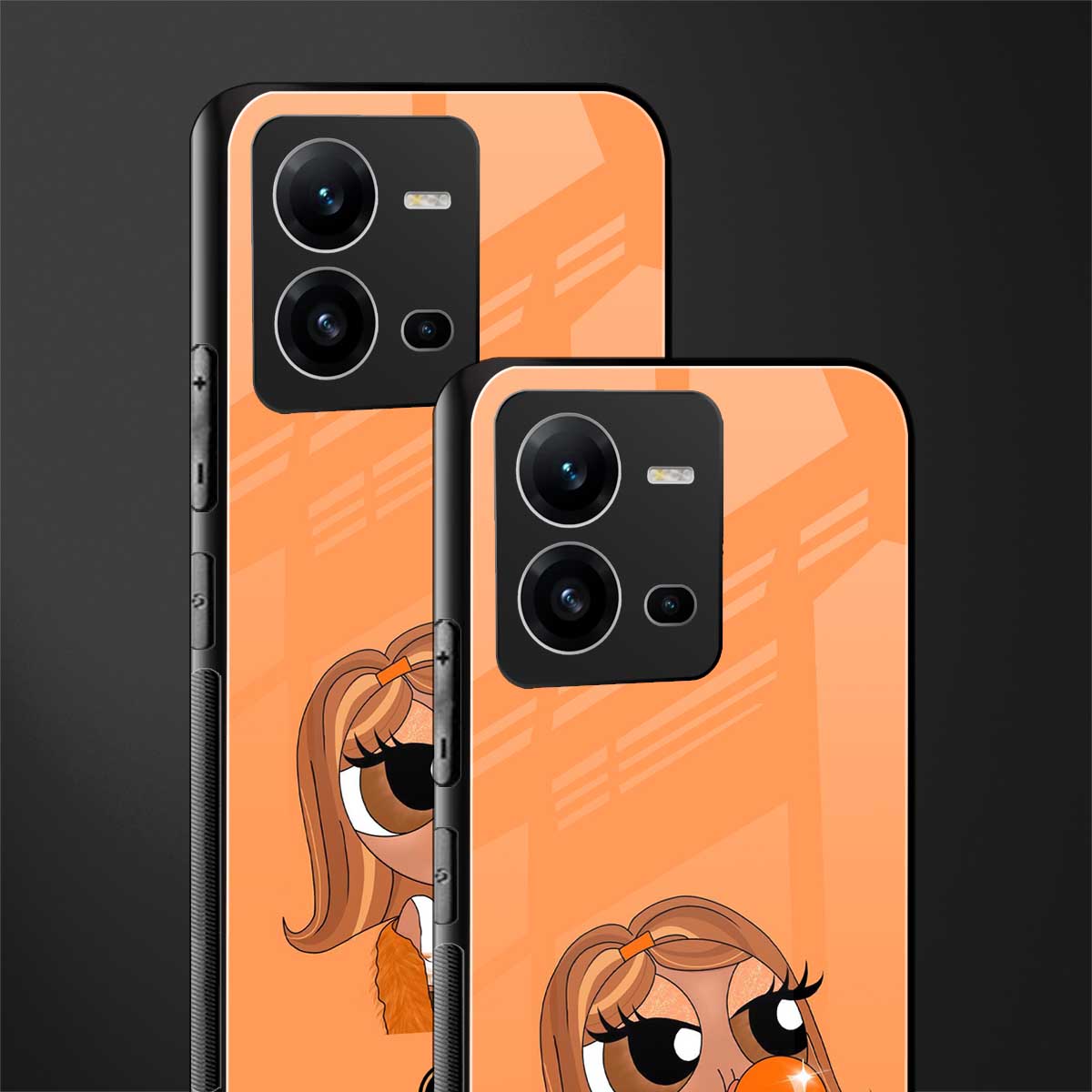 orange tote powerpuff girl back phone cover | glass case for vivo v25-5g