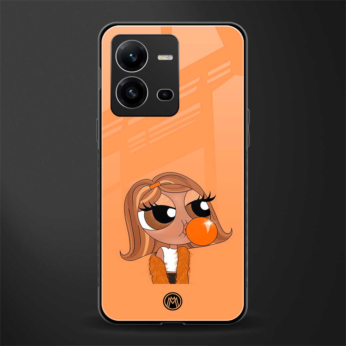 orange tote powerpuff girl back phone cover | glass case for vivo v25-5g