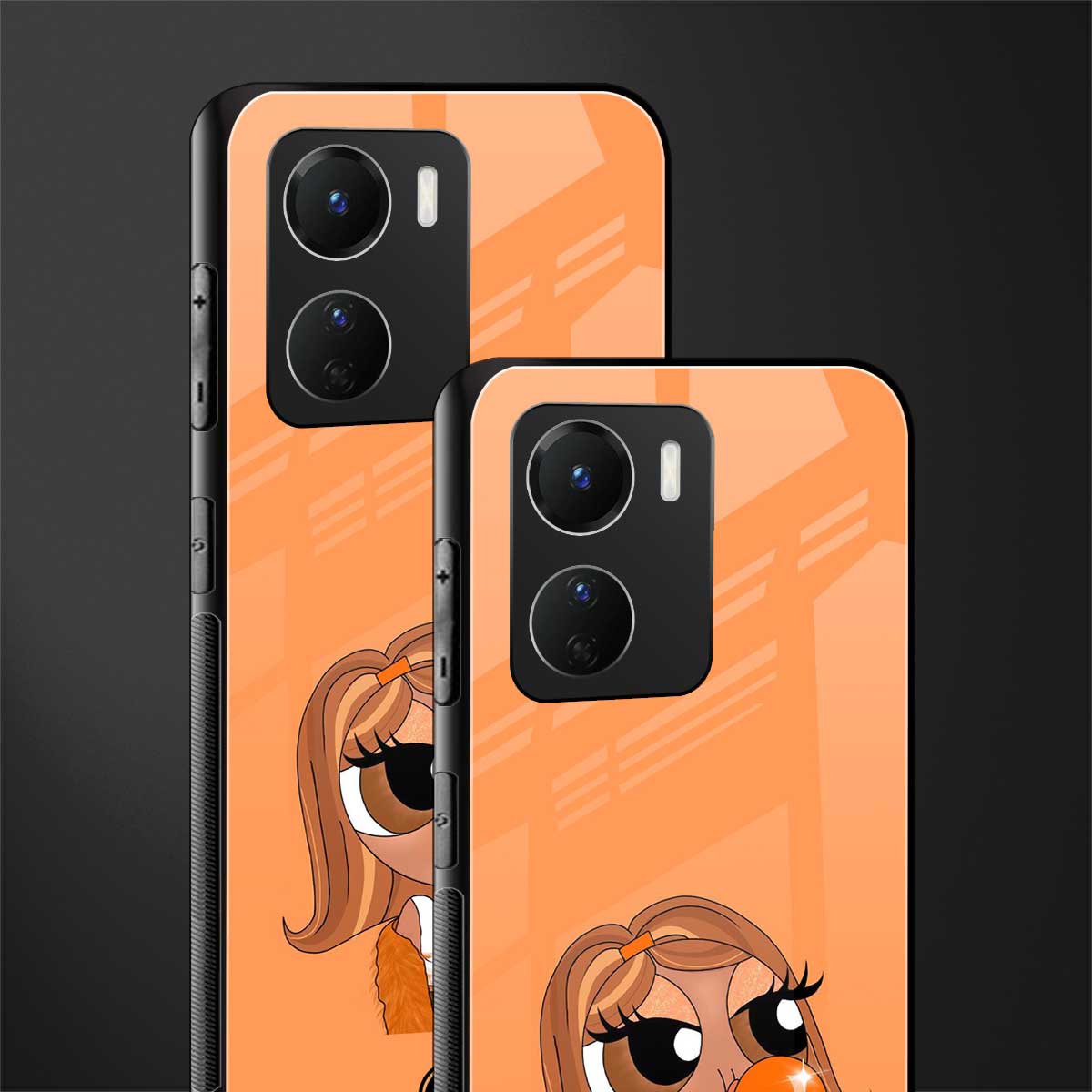 orange tote powerpuff girl back phone cover | glass case for vivo y16