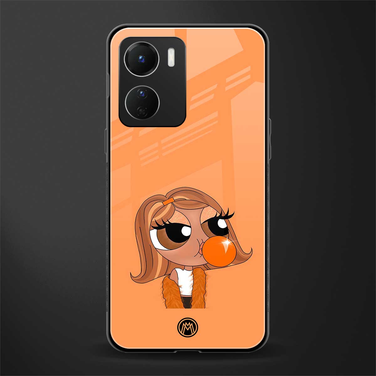 orange tote powerpuff girl back phone cover | glass case for vivo y16