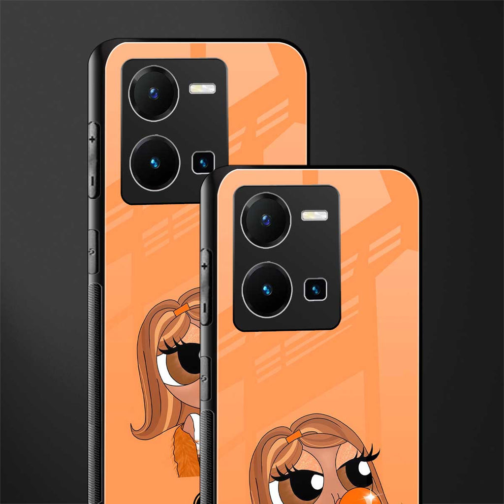 orange tote powerpuff girl back phone cover | glass case for vivo y35 4g