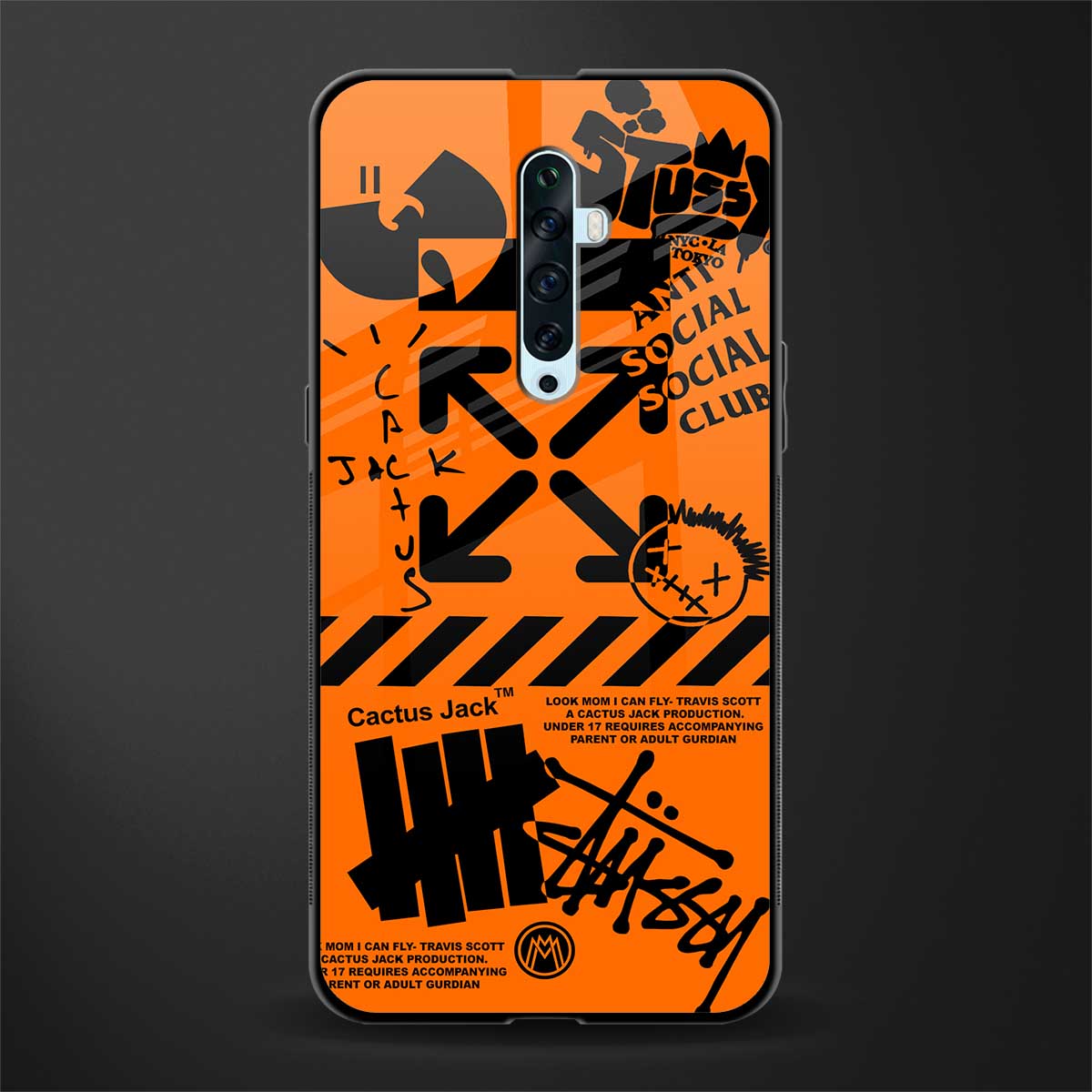 orange travis scott x anti social social club glass case for oppo reno 2f image