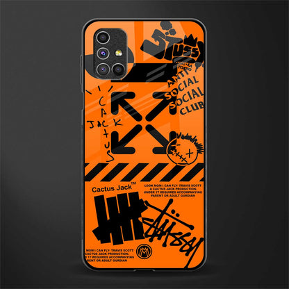 orange travis scott x anti social social club glass case for samsung galaxy m51 image