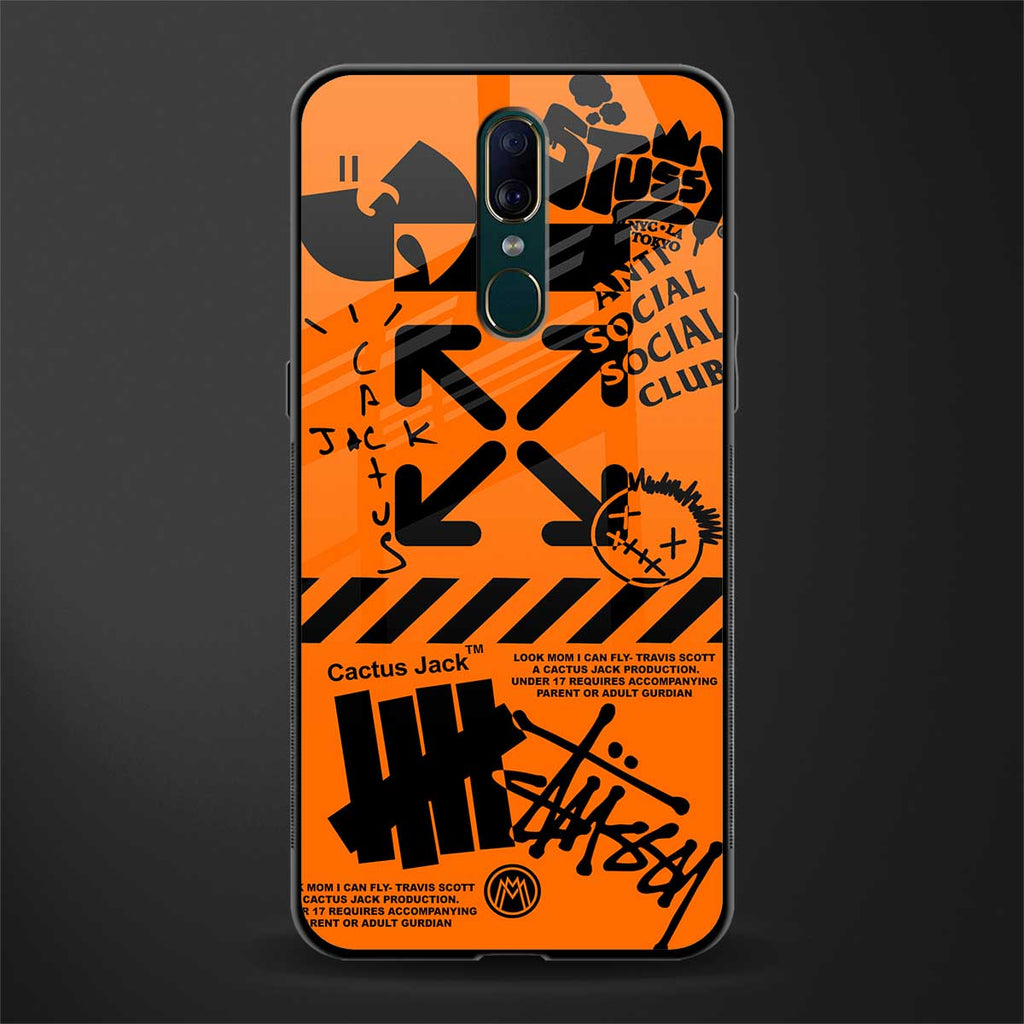 orange travis scott x anti social social club glass case for oppo a9 image