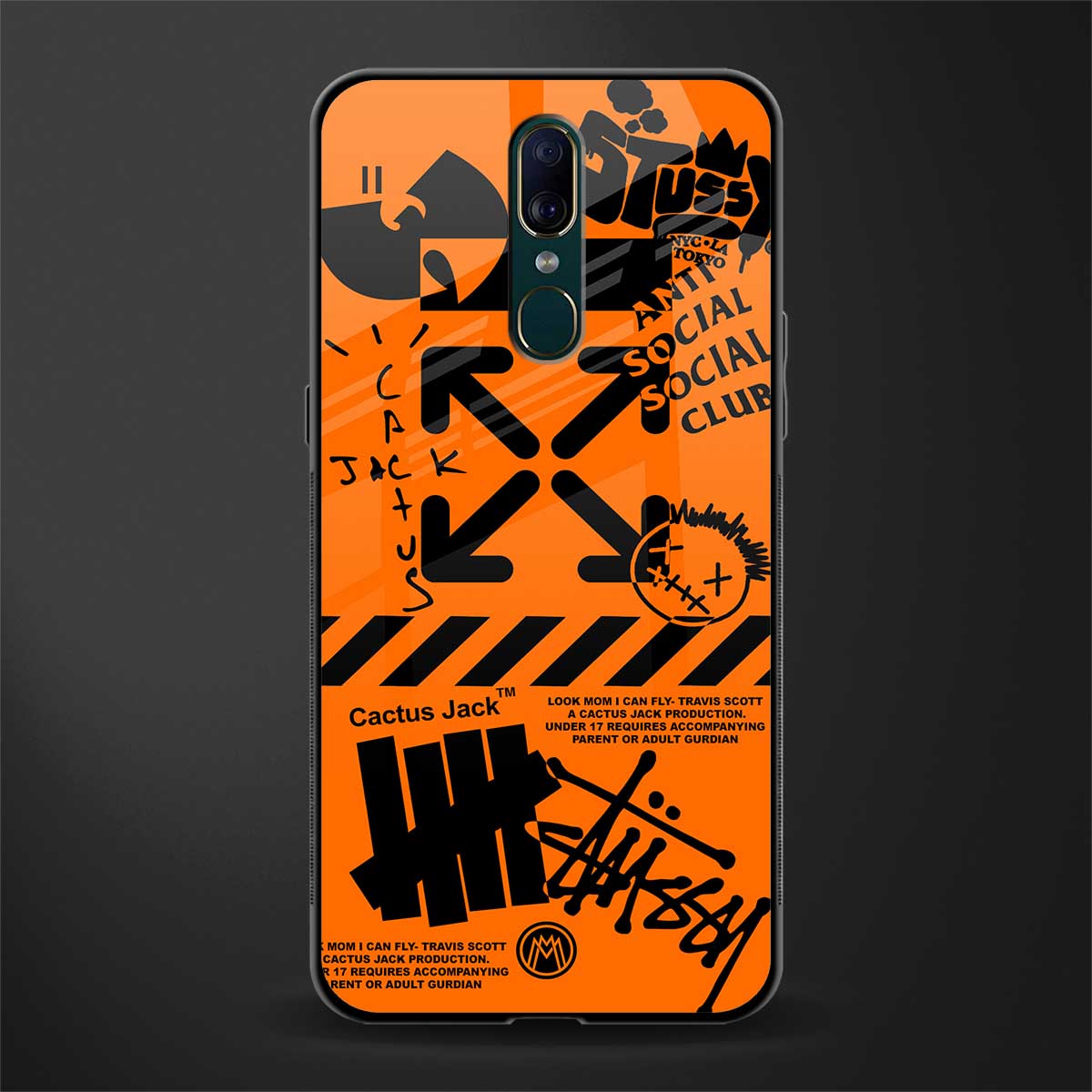 orange travis scott x anti social social club glass case for oppo f11 image