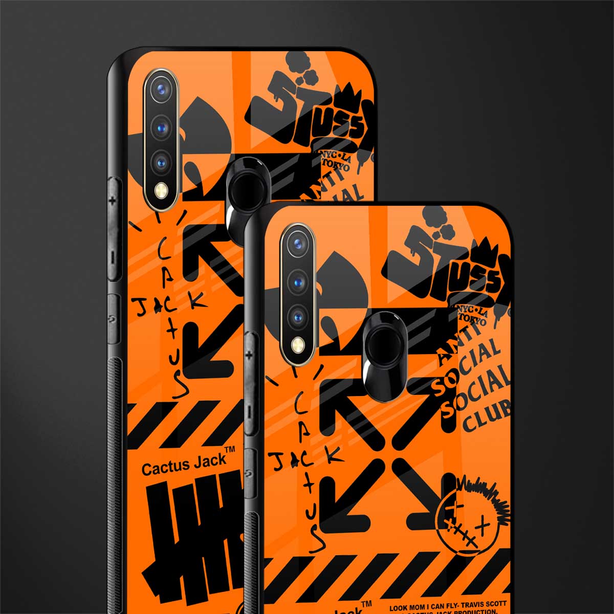 orange travis scott x anti social social club glass case for vivo y19 image-2