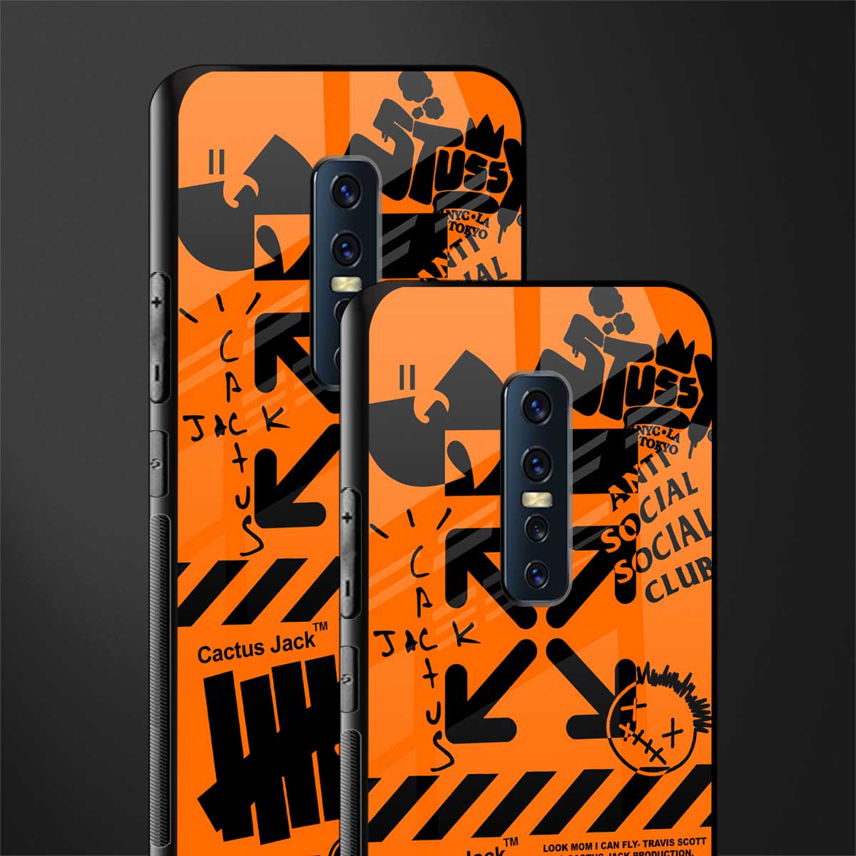 orange travis scott x anti social social club glass case for vivo v17 pro image-2