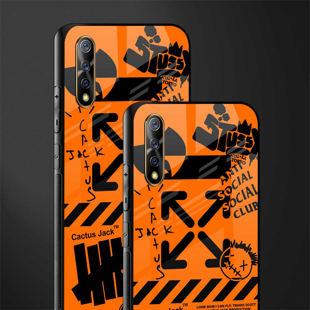 orange travis scott x anti social social club glass case for vivo s1 image-2