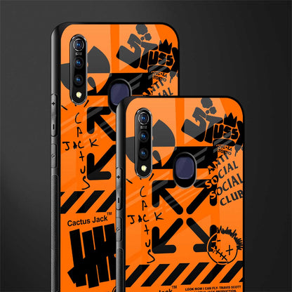 orange travis scott x anti social social club glass case for vivo z1 pro image-2