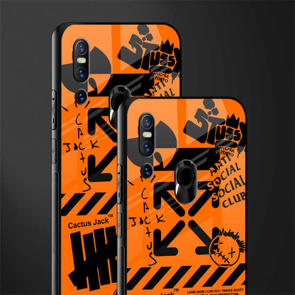 orange travis scott x anti social social club glass case for vivo v15 image-2