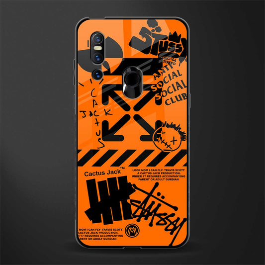 orange travis scott x anti social social club glass case for vivo v15 image