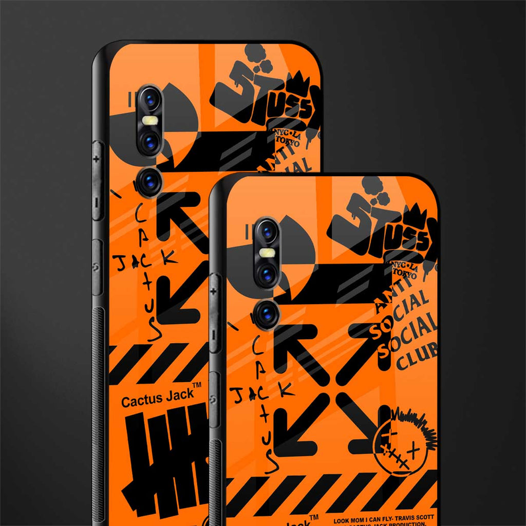 orange travis scott x anti social social club glass case for vivo v15 pro image-2