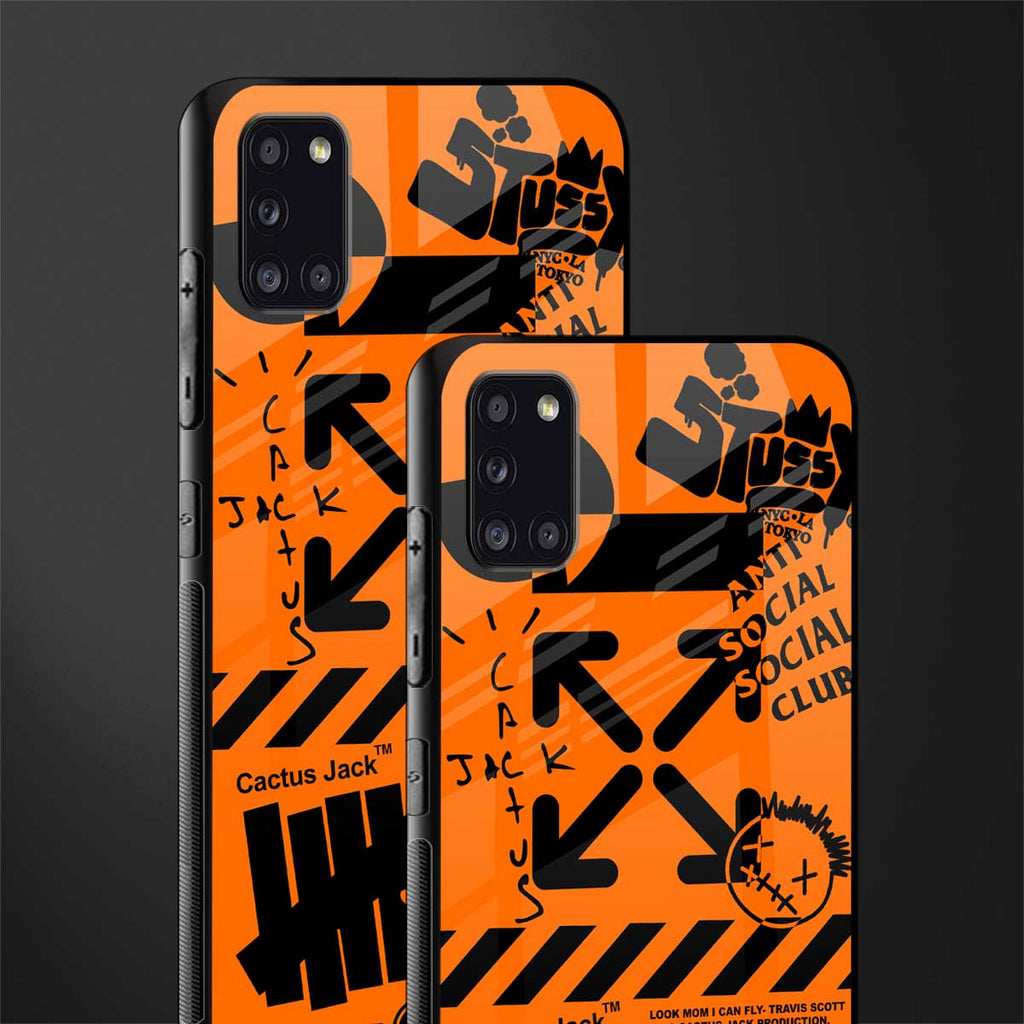 orange travis scott x anti social social club glass case for samsung galaxy a31 image-2