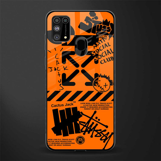 orange travis scott x anti social social club glass case for samsung galaxy m31 prime edition image
