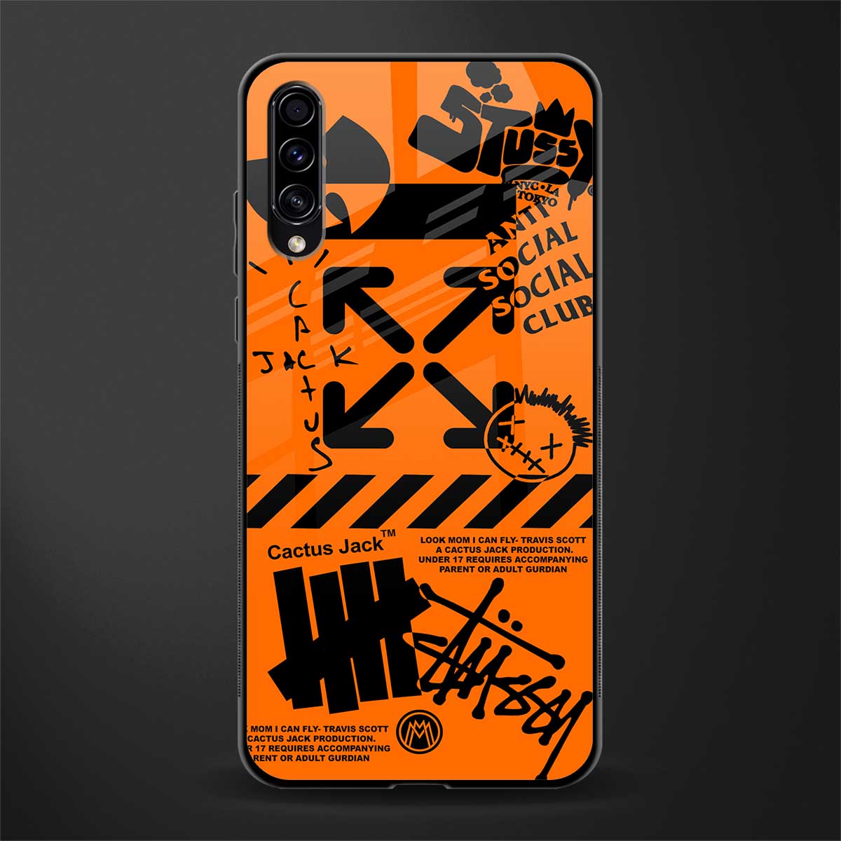 orange travis scott x anti social social club glass case for samsung galaxy a30s image